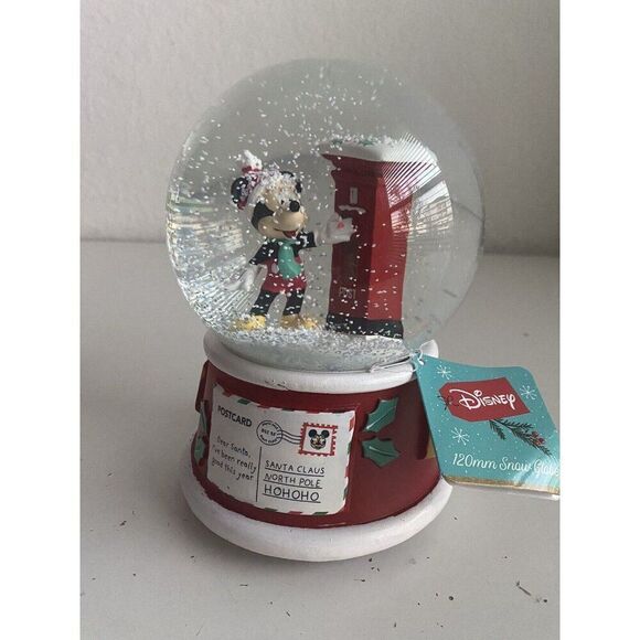 Disney Mickey Mouse North Pole Santa Christmas Holiday Water Snow Globe NEW - Picture 1 of 11